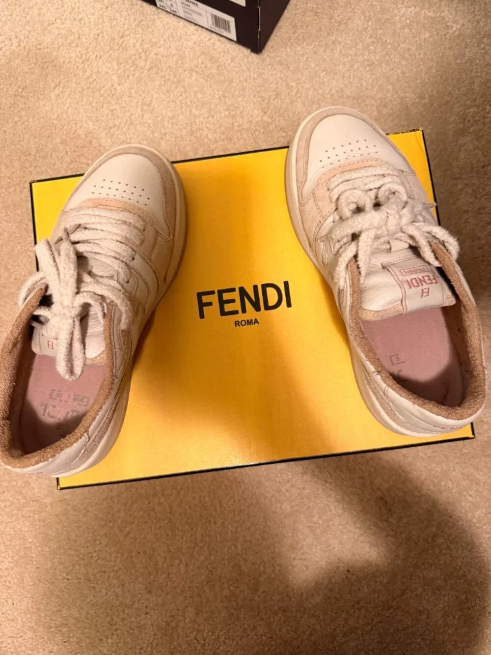 FENDI Match Low Top Sneakers Pink & Cream Suede Women's size:38